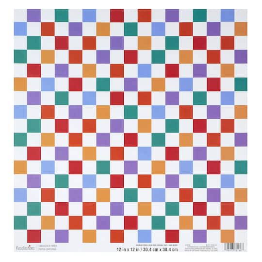 12" x 12" Rainbow Checks & Stripes Double-Sided Cardstock Paper by Recollections™